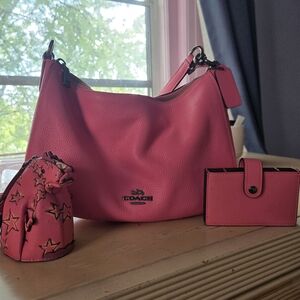 Coach Pink Leather Bag Set